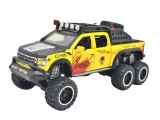 Macheta Ford F150 Raptor galbenă 6x6 scară 1:28