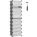 SONGMICS Dulap de depozitare pantofi modular, configurabil cu 10 compartimente, 43x31x173 cm, gri Household NewTrend