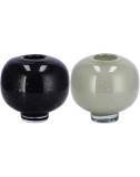 Set 2 vaze flori sticla neagra gri 14 x 14 cm