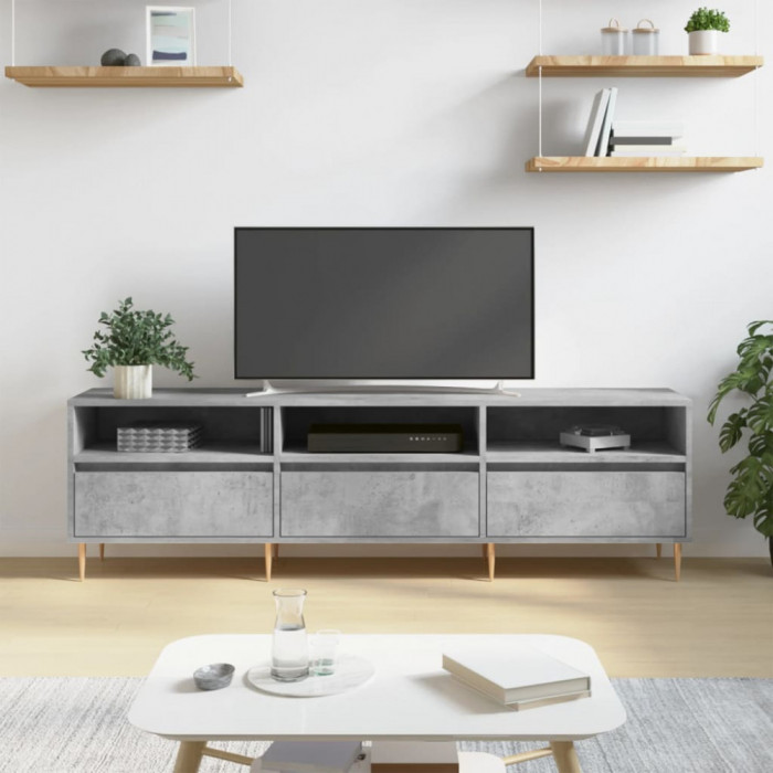 vidaXL Comodă TV, gri beton, 150x30x44,5 cm, lemn prelucrat