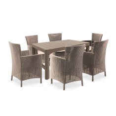 Set de mobilier de grădină Liowa 6+1 &icirc;n culoarea cappuccino