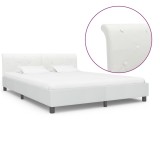 Cumpara ieftin Cadru de pat, alb, 160 x 200 cm, piele ecologica