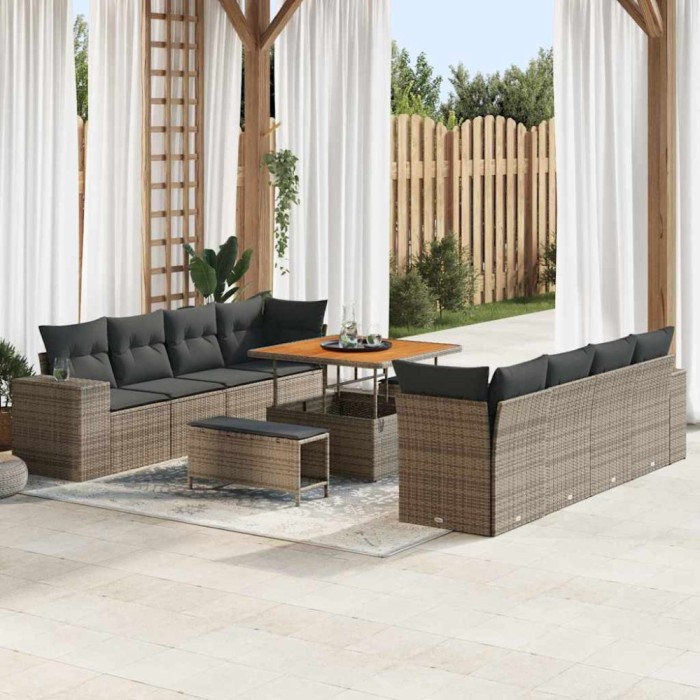 vidaXL Set de canapele pentru grădină 11 pcs Gri 100 x 100 x 71 cm 3363938