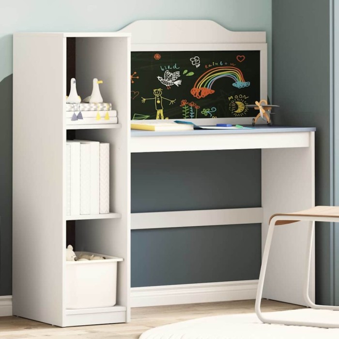 vidaXL Birou cu tablă de scris cu raft Alb și gri 120 x 45 x 118.5 cm