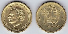 Monede uzuale SUEDIA - 330 kr. numai de 10 kr.