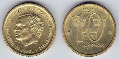 Monede uzuale SUEDIA - 330 kr. numai de 10 kr. foto