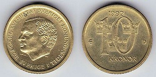 Monede uzuale SUEDIA - 330 kr. numai de 10 kr.