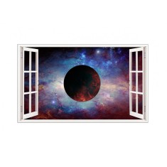 Sticker decorativ, fereastra 3D, Planeta, 85 cm, 1043STK
