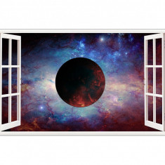 Sticker decorativ, fereastra 3D, Planeta, 85 cm, 1043STK