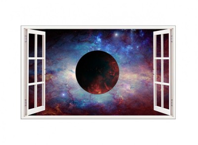 Sticker decorativ, fereastra 3D, Planeta, 85 cm, 1043STK foto