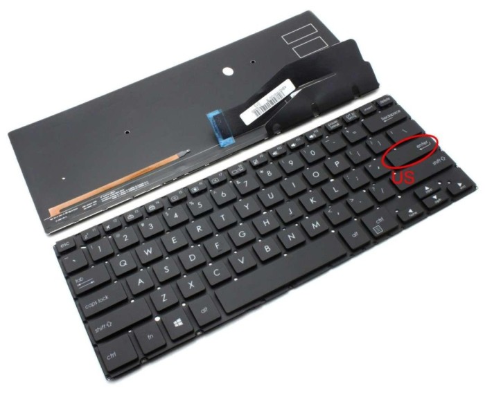 Tastatura Asus VivoBook Flip 14 TP410U iluminata layout US fara rama enter mic, VivoBook Flip 14 TP410UA