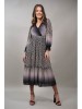 Rochie Lunga Volane Mongrando Neagra, Talie Unica (XS-M), Poliester Elastan, Eleganta, Rochie de Zi