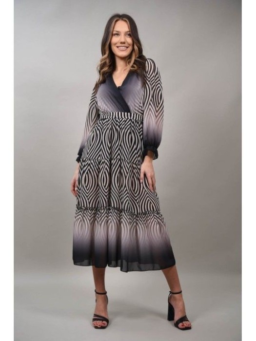 ROCHIE LUNGA CU VOLANE MONGRANDO TALIE UNICA Negru