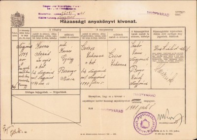 A1208 Extras registru căsătorii, 1941, Oradea foto