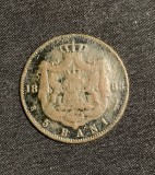 Moneda 5 bani 1883 uzată