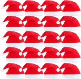 Set 20 caciulite de Mos Craciun Rongyi, textil, rosu/alb, 29 x 38 cm