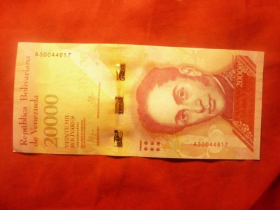 Bancnota 20 000 bolivari 2016 Venezuela , cal. aproape NC foto