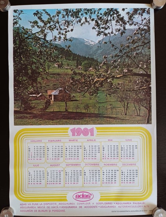 NI362 Calendar de perete ADAS 1981