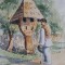 Dimitrie Silaghi (Szilaghi)-&quot;Rugă la troiţă&quot;, acuarelă interbelică, col. I. Vlad