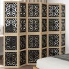 Paravan Camera 6 Panouri Lemn Paulownia Maro/Negru 215x180cm Despartitor Decorativ