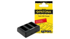 &Icirc;ncărcător triplu PATONA pentru DJI Osmo Action 3 și Osmo Action 4 BCX202, inclusiv cablu USB-C.