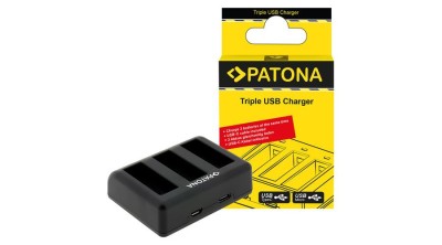 &amp;Icirc;ncărcător triplu PATONA pentru DJI Osmo Action 3 și Osmo Action 4 BCX202, inclusiv cablu USB-C. foto