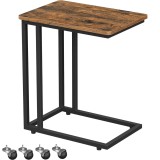 VASAGLE Masuta de cafea, cu cadru de otel si roti, 35x50x60cm, industrial, maro rustic si negru Household NewTrend