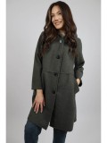 Cumpara ieftin PALTON MIDI CU GLUGA SI BUZUNARE FARA CAPTUSEALA INCHIDERE CU NASTURI JIANNA TALIE UNICA Gri Inchis