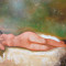 Tablou / Pictura nud pe pat semnat Cimpoesu