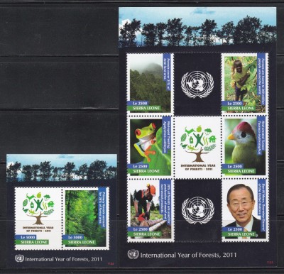 Sierra Leone 2011 - Anul Internațional al Pădurilor, Colita + Bloc, MNH foto