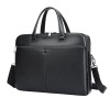 Geanta laptop 17&rsquo;, BUSY LDY&amp;GTM&reg; Buckingham, piele naturala, servieta unisex, suport prindere troler, compartiment tableta, neagra