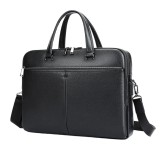 Cumpara ieftin Geanta laptop 17&rsquo;, BUSY LDY&amp;GTM&reg; Buckingham, piele naturala, servieta unisex, suport prindere troler, compartiment tableta, neagra