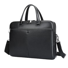 Geanta laptop 17&rsquo;, BUSY LDY&amp;GTM&reg; Buckingham, piele naturala, servieta unisex, suport prindere troler, compartiment tableta, neagra
