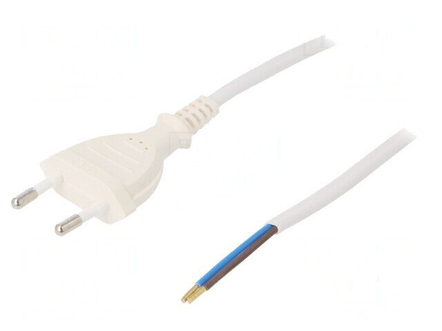 Cablu CEE 7/16 2x0,75mm2 PVC 3m alb 2,5A