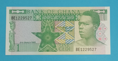 Ghana 1 Cedi 1982 &amp;#039;Tesator&amp;#039; UNC serie: BE1229527 foto