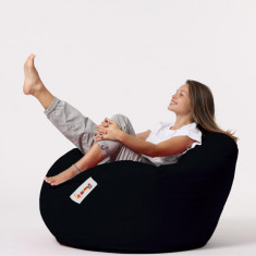 Fotoliu puf, Bean Bag, Ferndale Premium XXL, 115 x 130 cm, poliester impermeabil, negru