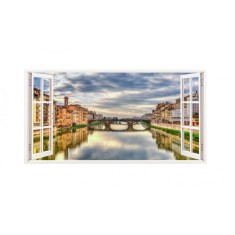 Sticker decorativ, Fereastra 3D Lac, 85 cm, 170STK