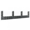 Gossi cos gabion in forma de u cu 4 stalpi, 380x20x100 cm, fier