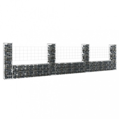 Gossi cos gabion in forma de u cu 4 stalpi, 380x20x100 cm, fier foto