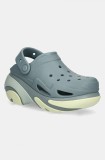Crocs papuci Bubble Crush Clog femei, culoarea verde, cu platforma, 210061.3YO