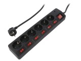 Prelungitor 6 Prize 250V 16A Negru