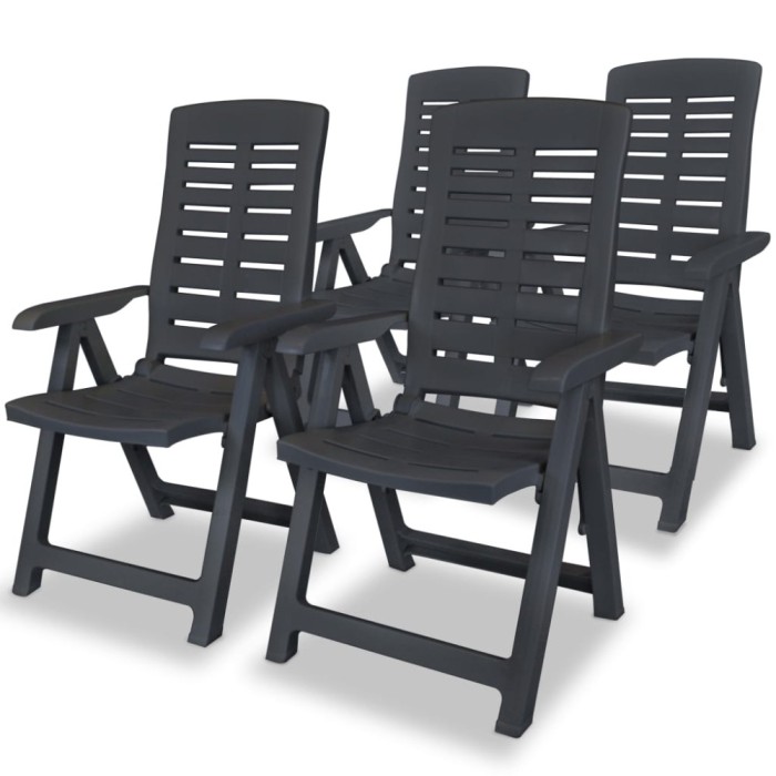 Scaune de gradina rabatabile, 4 buc., antracit, plastic