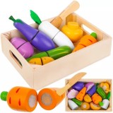 Set fructe si legume din lemn de taiat cu cutie, 9 piese
