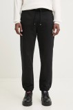 HUGO pantaloni de trening din bumbac culoarea negru, cu imprimeu, 50530435