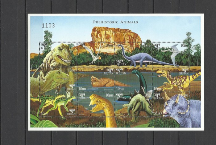 BHUTAN 1999 ANIMALE PREISTORICE DINOZAURI