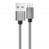 Cablu de date Lemontti Textil, Micro USB, Gri