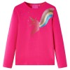 Tricou Copii Maneca Lunga vidaXL Roz Aprins 140 (9-10 ani) Bumbac Unicorn