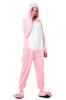 Pijama Salopeta Dama Pufoasa Porcusor Roz XL Kigurumi Nasturi Fermoar Gluga Urechi Buzunare Codita Poliester