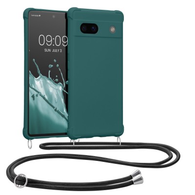 Husa Kwmobile pentru Google Pixel 7a, Verde inchis, Silicon, KWM000019YH007C foto