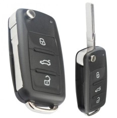 Carcasa cheie auto Techstar tip briceag cu 3 butoane pentru Volkswagen &amp;ndash; model pliabil, carcasa nedetasabila foto